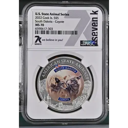 2022 1oz Cook Is. - S$5 South Dakota Coyote - NGC MS70 (S12B-B12)
