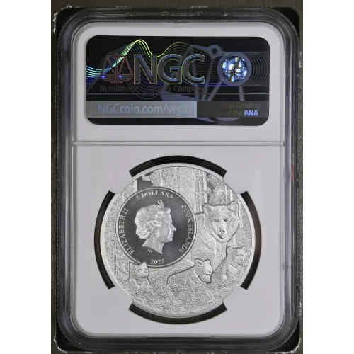 2022 1oz Cook Is. - S$5 South Dakota Coyote - NGC MS70 (S12B-B12) (2)