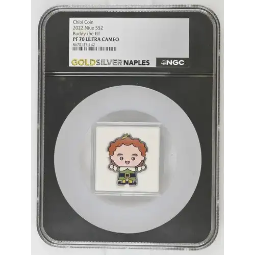 2022 1oz Niue S$2 Chibi Buddy the Elf PF70 (OB-127)