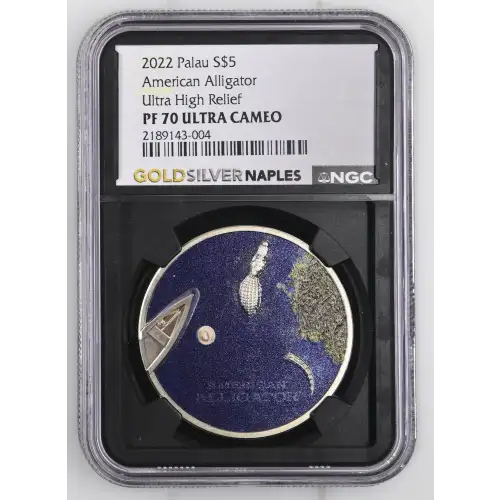 2022 1oz Palau S$5 American Alligator Ultra High Relief PF70 UC (D-8)