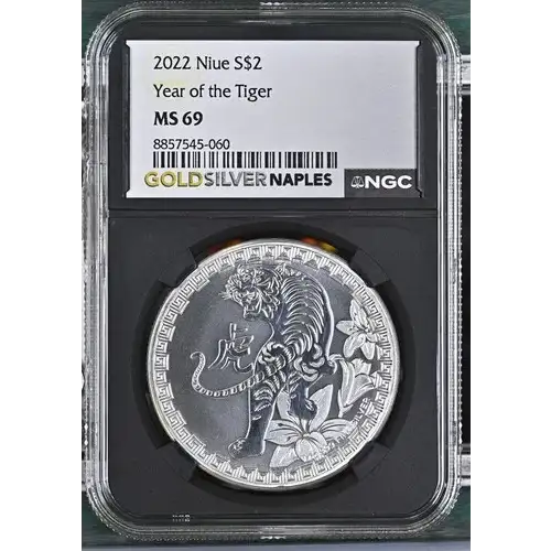2022 - 1oz Silver Coin - Year of the Tiger - NGC MS69 (D11-B18)