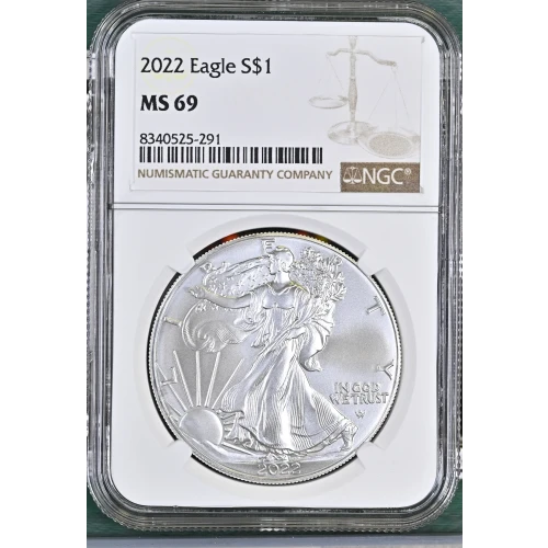 2022 - 1oz Silver Eagle S$1 NGC MS69 (D11-B12)
