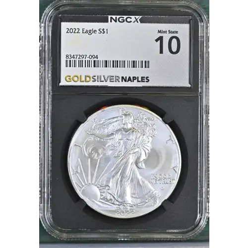 2022 - 1oz Silver Eagle S$1 NGCX MS 10 (D11-B3)
