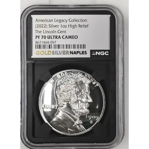 2022 - 1oz Silver Lincoln Cent Round - NGC PF70 High Relief (S12B-B12)