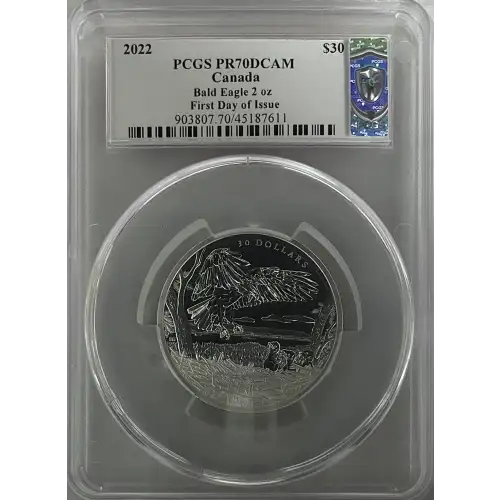 2022 - 2oz Bald Eagle Silver Coin - Canada S$30 - PCGS PR70DCAM FDOI (D-14)