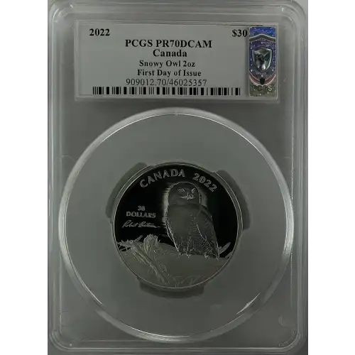2022 - 2oz Snowy Owl Silver Coin - Canada S$30 - PCGS PR70DCAM FDOI (D-14)