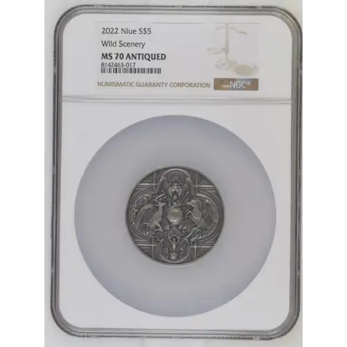 2022 Niue S$5 Wild Scenery MS70 Antiqued (OB-144)