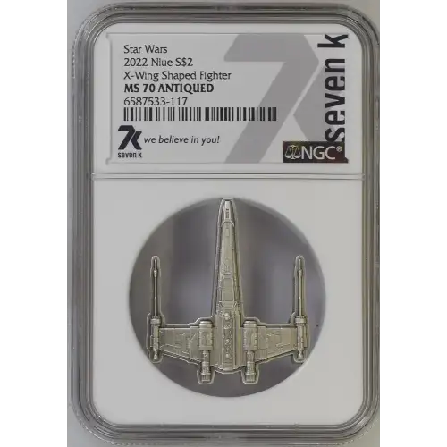2022 Star Wars - 1oz X-Wing Shaped Silver - Niue S$2 - MS70 ANTIQUED (S18A-B18)