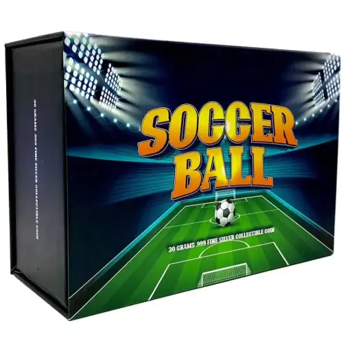 2022 World Cup 30g .999 Fine Silver Soccer Ball Collectible Coin W/ Box  (2)