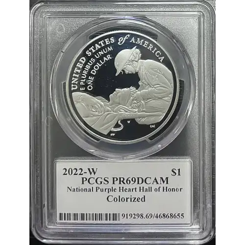 2022(W) 0.859oz National Purple Heart Hall of Honor S$1 PCGS PR69DCAM (D11-B19) (2)