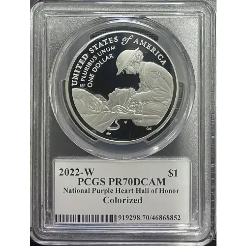 2022(W) 0.859oz National Purple Heart Hall of Honor S$1 PCGS PR70DCAM (D11-B19) (2)