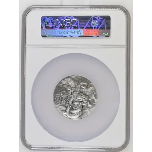 2023 1.8oz Gabon S1888F Double Dragon and Phoenix High Relief MS70 Antiqued (OB-144) (2)