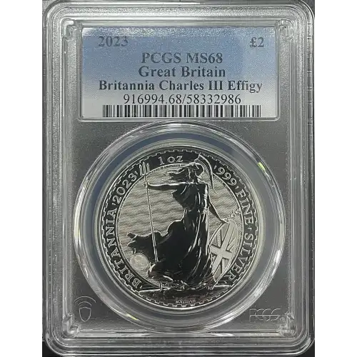 2023 1oz Great Britain - 2PND Britannia Charles III Effigy -  PCGS MS68 (D11-B19)