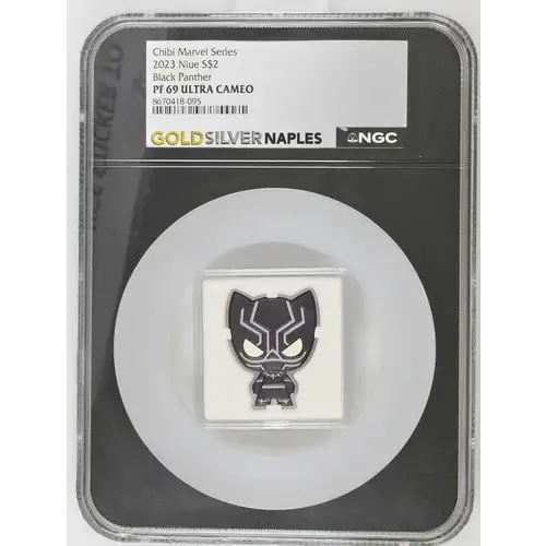 2023 1oz Niue S$2 Chibi Black Panther PF69 (OB-59)