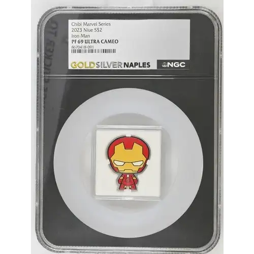 2023 1oz Niue S$2 Chibi Iron Man PF69 (OB-59)