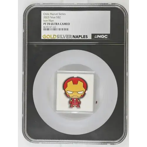 2023 1oz Niue S$2 Chibi Iron Man PF70 (OB-60)