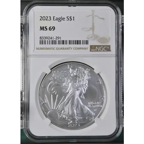 2023 - 1oz Silver Eagle S$1 NGC MS69 (D11-B19)