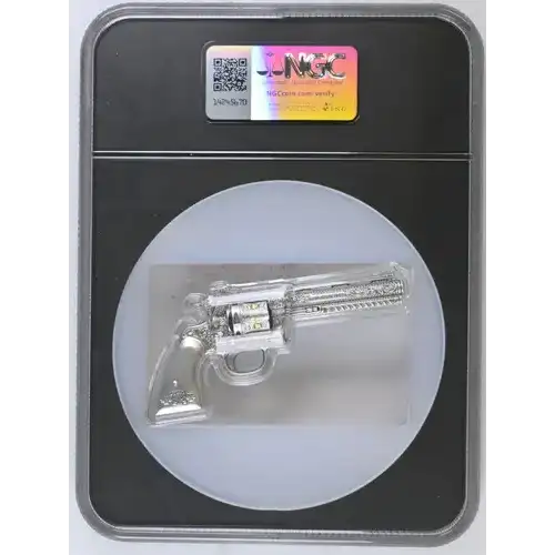 2023 2oz Chad Revolver - High Relief Gilt S10KF Mint State 10 Antiqued (2)