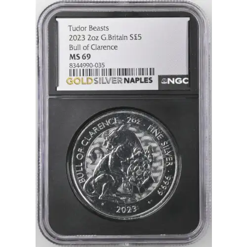 2023 2oz G. Britain S$5 Bull Of Clarence MS 69