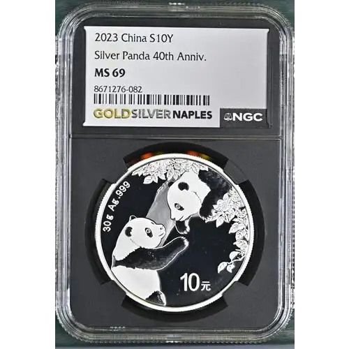 2023 - 30g Panda 40th Anniversary Silver Coin - China S10Y - NGC MS69 (S18A-B18)