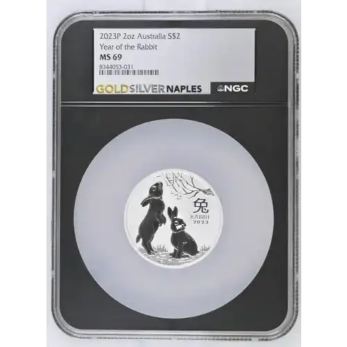2023P 2oz Australia Year of the Rabbit S$2 MS 69