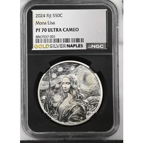 2024 -  1oz Mona Lisa x Van Gogh Silver Coin - Fiji 50C - NGC PF-70 (D-7) (2)