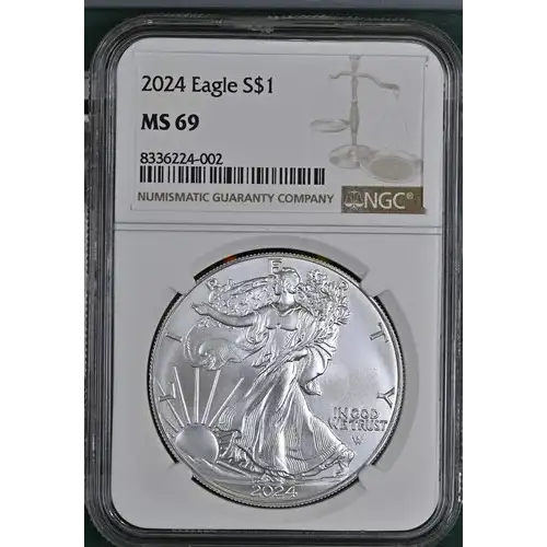 2024 - 1oz Silver Eagle S$1 NGC MS69 (D10-B1) [DUPLICATE for #570346]