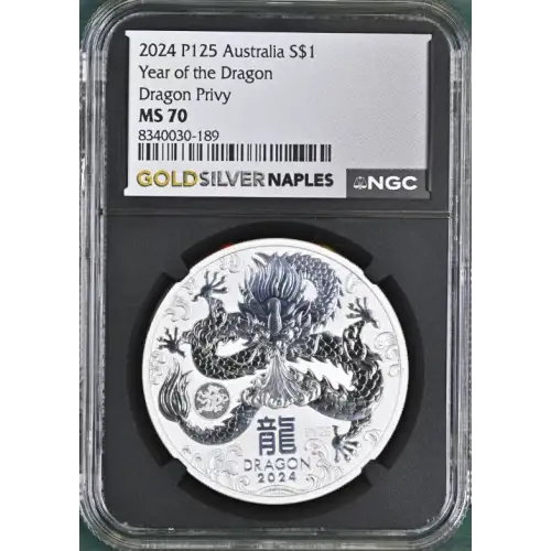 2024 1oz Silver P125 Australia S$1 Year of the Dragon Dragon Privy MS70 (S18A - B9) (2)