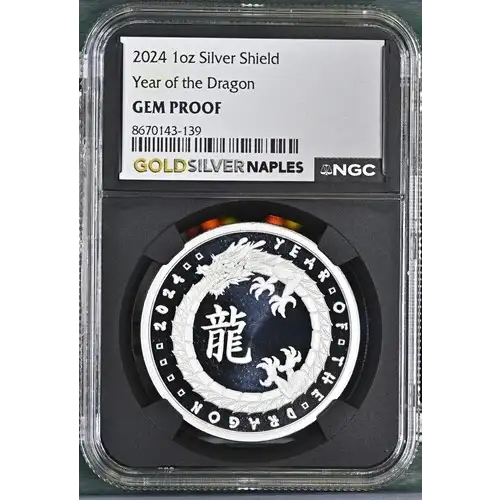 2024 - 1oz Silver Shield - Year of the Dragon - NGC GEM PROOF (S12B-B16)