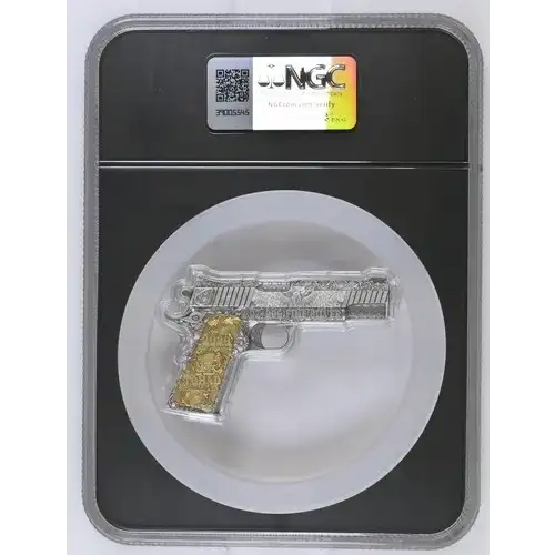 2024 2oz Chad 45 Caliber Pistol Gilt S10KF MS 70 ANTIQUED
 (2)