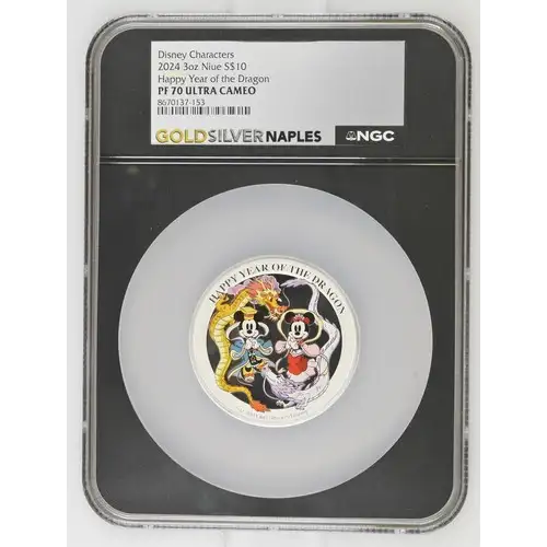 2024 3oz Niue S$10 Disney Happy Year of the Dragon PF70 (OB-78)