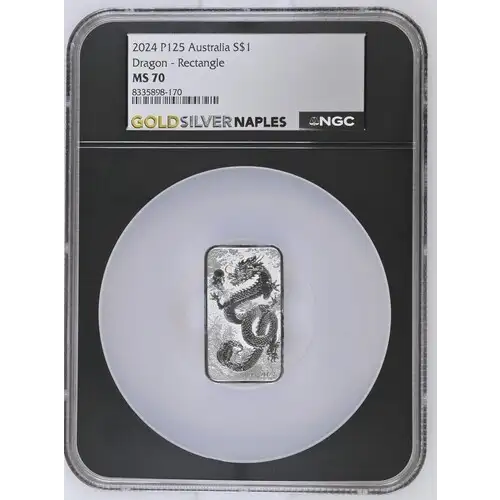 2024 P125 Australia S$1 Dragon - Rectangle MS70 (OB-148)