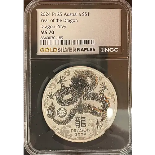 2024 P125 Australia S$1 Year of the Dragon Dragon Privy MS70 (S18A - B9) (2)