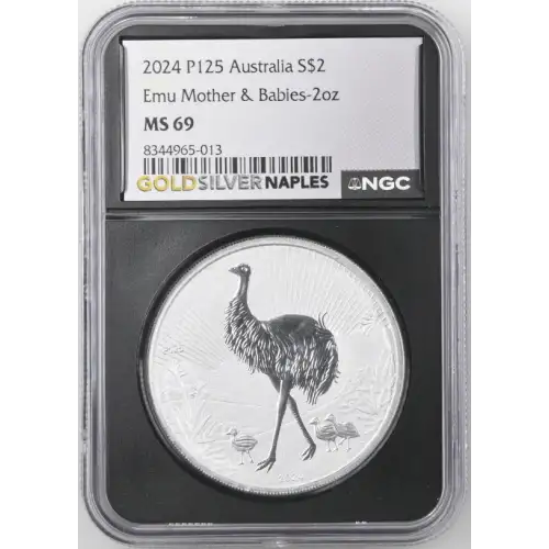 2024 P125 S$2 2oz AUSTRALIA EMU MOTHER & BABIES MS69 (D13-B16)