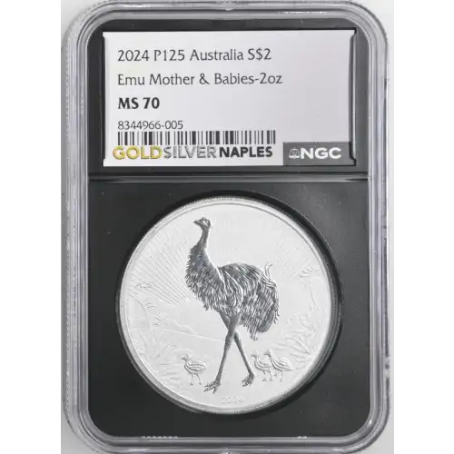 2024 P125 S$2 2oz AUSTRALIA EMU MOTHER & BABIES MS70 (D13-B16) (4)