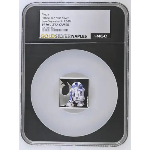 (2025) 1oz Niue Luke Skywalker & R2-D2 Silver PF 70 ULTRA CAMEO
