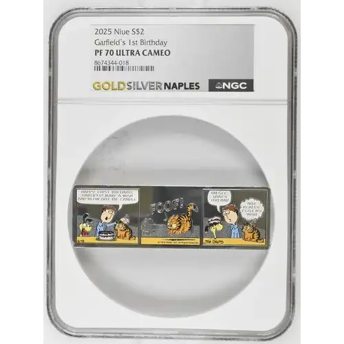 2025 1oz Niue S$2 Garfield's 1st Birthday PF70 (D-2)