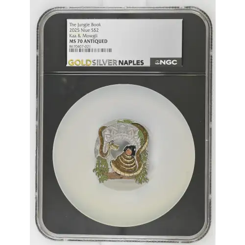 2025 1oz Niue S$2 Jungle Book Kaa and Mowgli MS70 Antiqued (D-2)