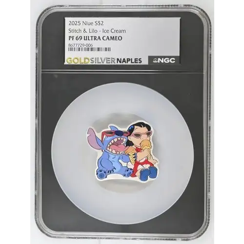 2025 1oz Niue S$2 Stitch and Lilo - Ice Cream PF69 (OB-159)