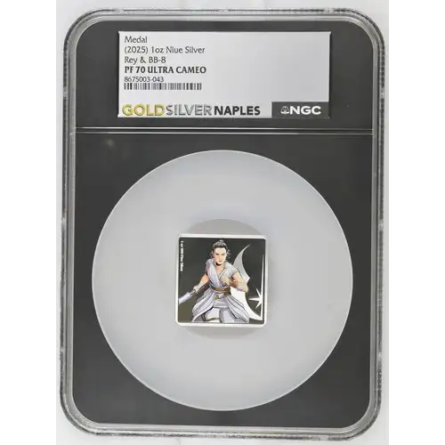 2025 1oz Niue Star Wars Rey and BB-8 PF70 (OB-21)