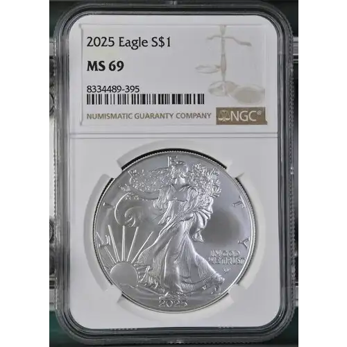 2025- 1oz Silver Eagle S$1 NGC MS 69 (D10-B4)