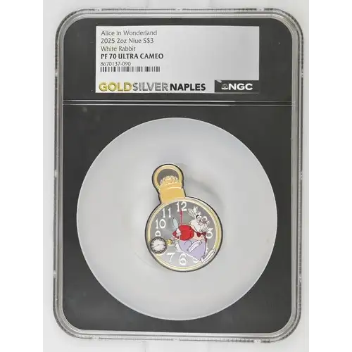 2025 2oz Niue S$3 Alice in Wonderland White Rabbit PF70 (OB-4)