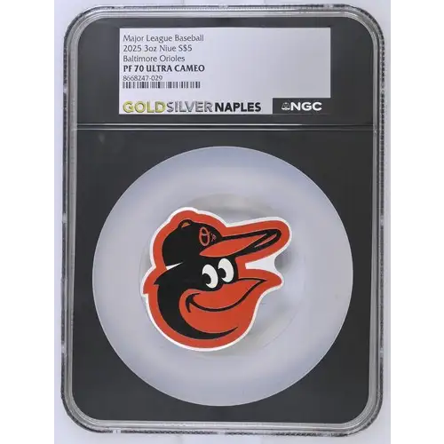 2025 3oz Niue Baltimore Orioles S$5 PF 70 ULTRA CAMEO