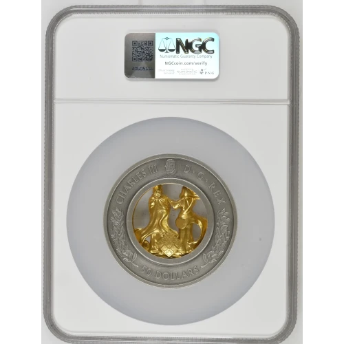 2025 - 5oz Allegories of Justice & Truth Gilt Silver -Canada $50- NGC MS70 (D-7)