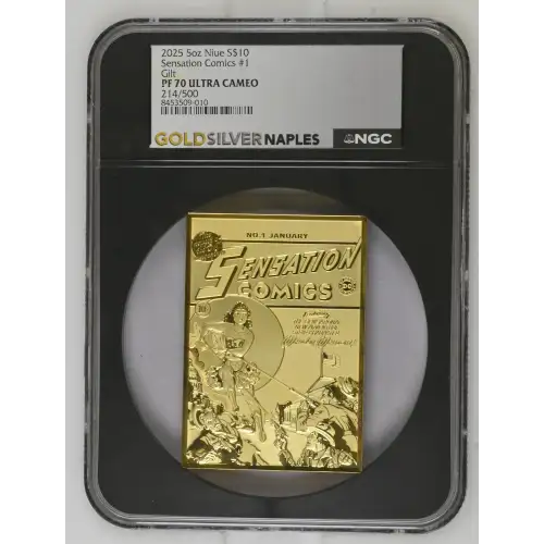 2025 - 5oz Sensation Comics #1 Silver Gilt - Niue S$10 - NGC PF70 UC (D-3)
