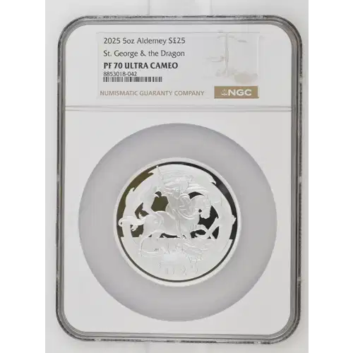 2025 5oz St. George & the Dragon Silver - Alderney 25PNDS - NGC PF-70 (D-7) (2)