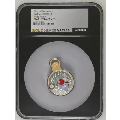 2025 Alice in Wonderland - 2oz Silver White Rabbit - Niue S$3 - NGC PF69 (D-3)