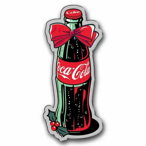 2025 - Coca Cola Happy Holidays Bottle - 1oz Silver Coin - S$2 (D-2)