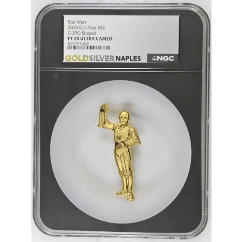2025 Gilt Niue S$2 Star Wars C-3PO Shaped PF70 (OB-20)