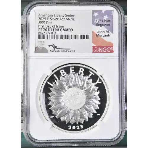 2025(P) - 1oz American Liberty Series Silver Medal - FDOI NGC PF70 UC (S19A-B30)